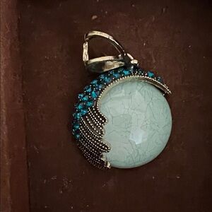 Turquoise Pendant with Silver and Blue Accents